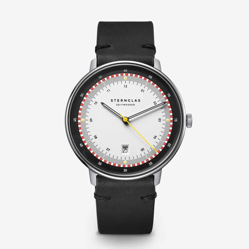 sternglas-hamburg-edition-hafen-uhr-42-mm-silber-leder image 1