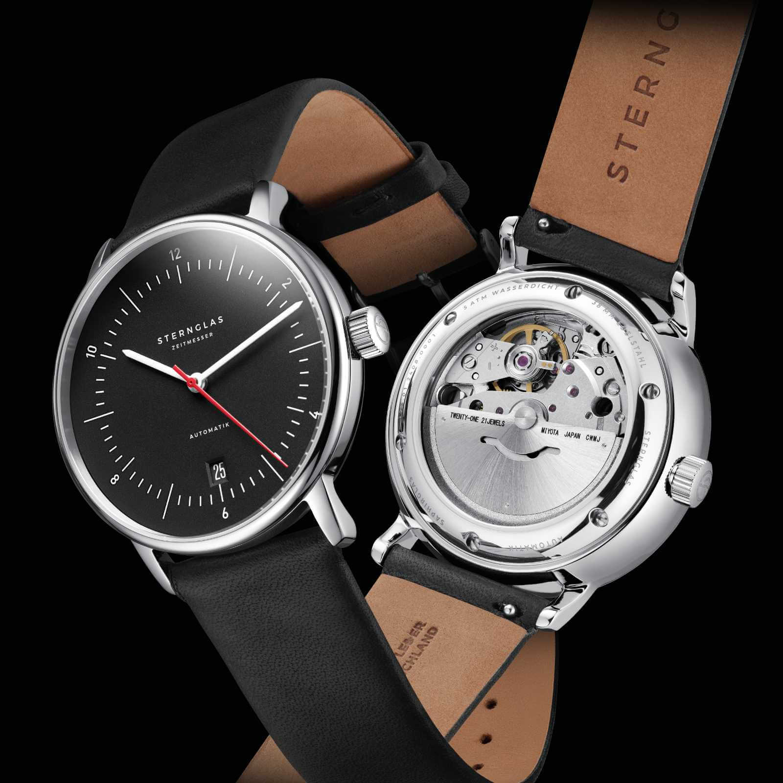 sternglas-naos-automatik-herrenuhr-38-mm-schwarz-rot-leder image 7