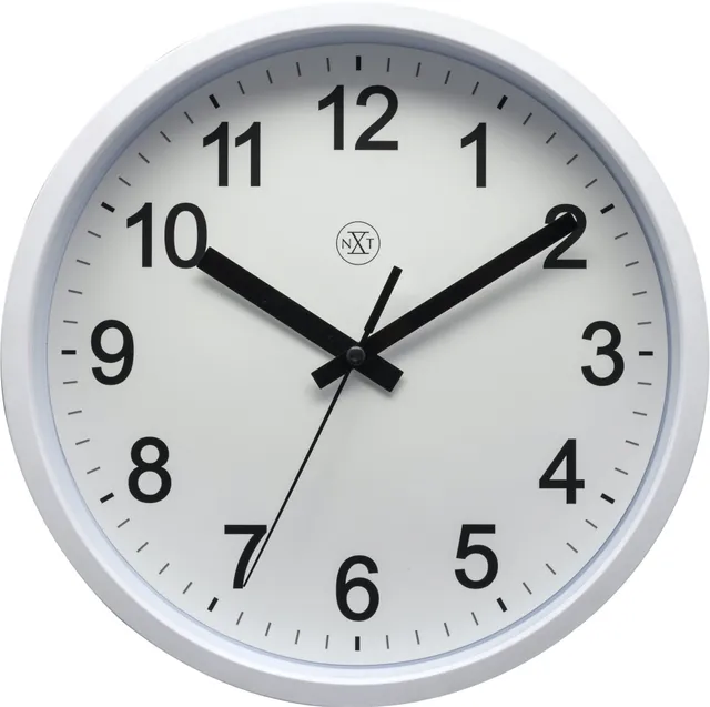 nextime-robust-wanduhr-25-5-cm-kunststoff-wei-silber image 1
