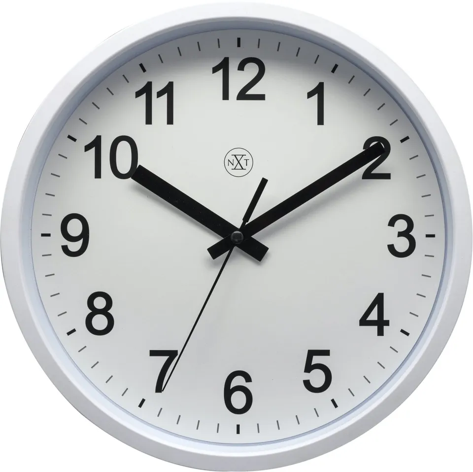 nextime-robust-wanduhr-25-5-cm-kunststoff-wei-silber image 1