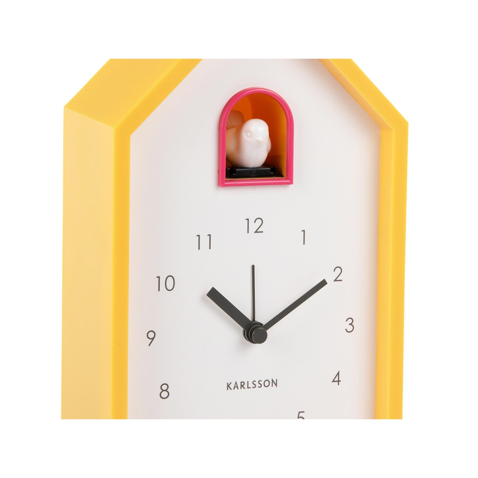 karlsson-modern-cuckoo-wecker-leuchtendes-gelb-6x12x20-cm image 3