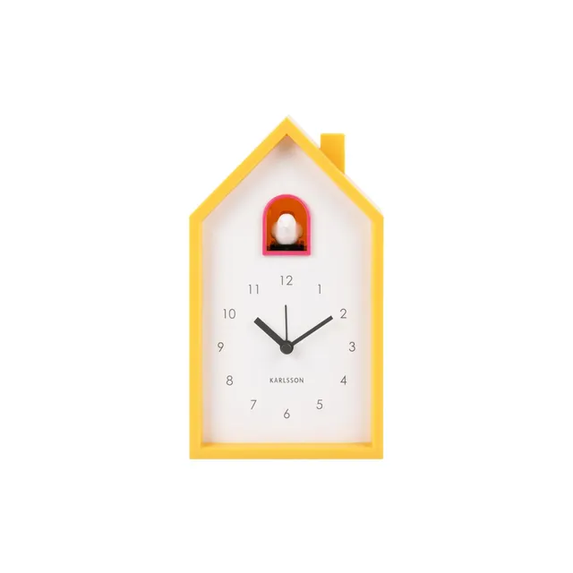 karlsson-modern-cuckoo-wecker-leuchtendes-gelb-6x12x20-cm image 1