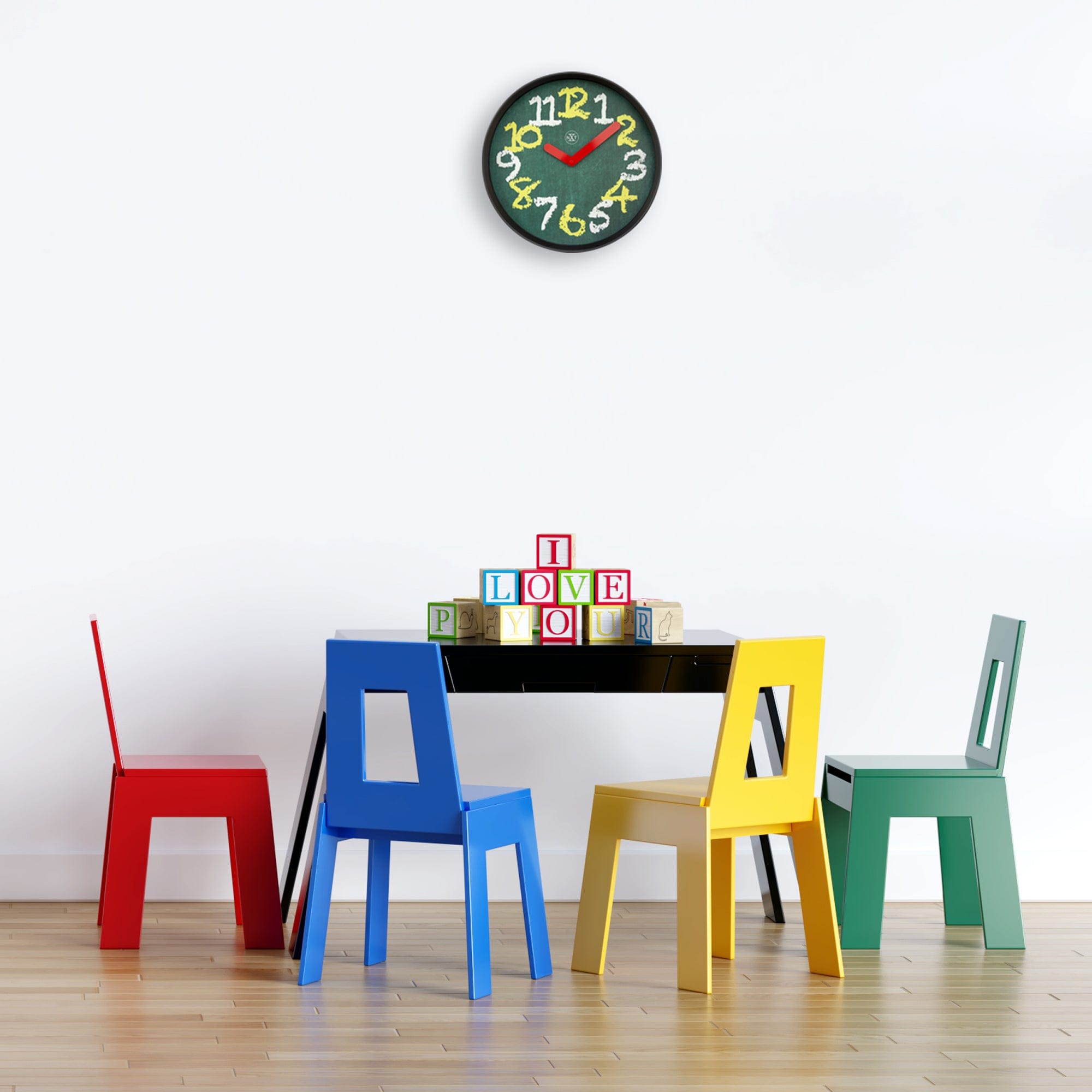 nextime-chalkboard-wanduhr-30-cm-silent-kunststoff-gr-n-tafel-look image 7