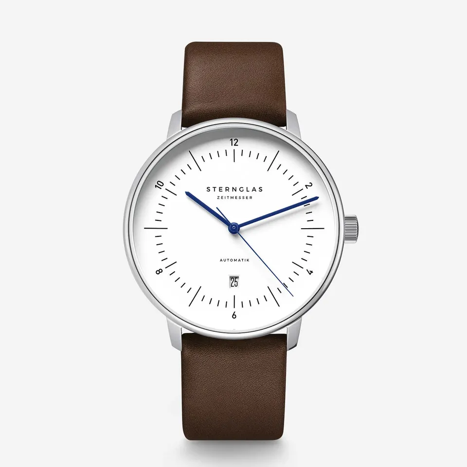 sternglas-naos-xl-automatik-herrenuhr-42-mm-silber-mit-lederarmband image 1