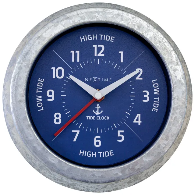 nextime-tide-wanduhr-22cm-mit-gezeiten-anzeige-galvanisiert-silber-blau image 1