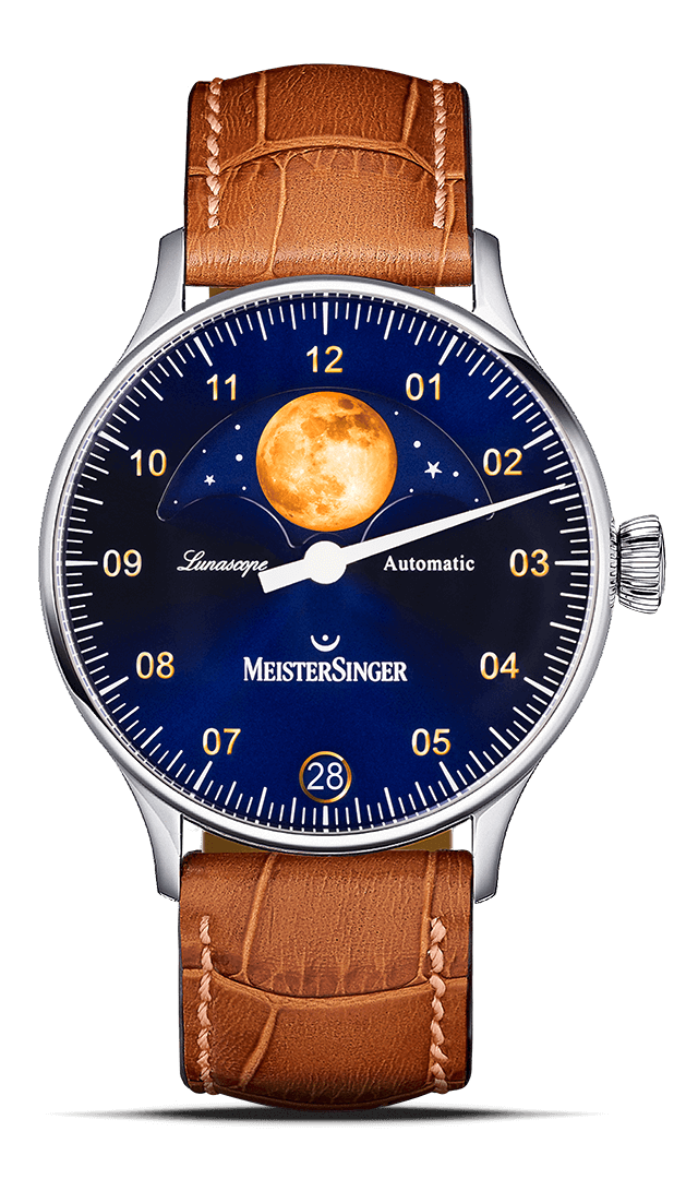 meistersinger-lunascope-einzeiger-armbanduhr-sonnenschliff-blau-mit-gold image 1