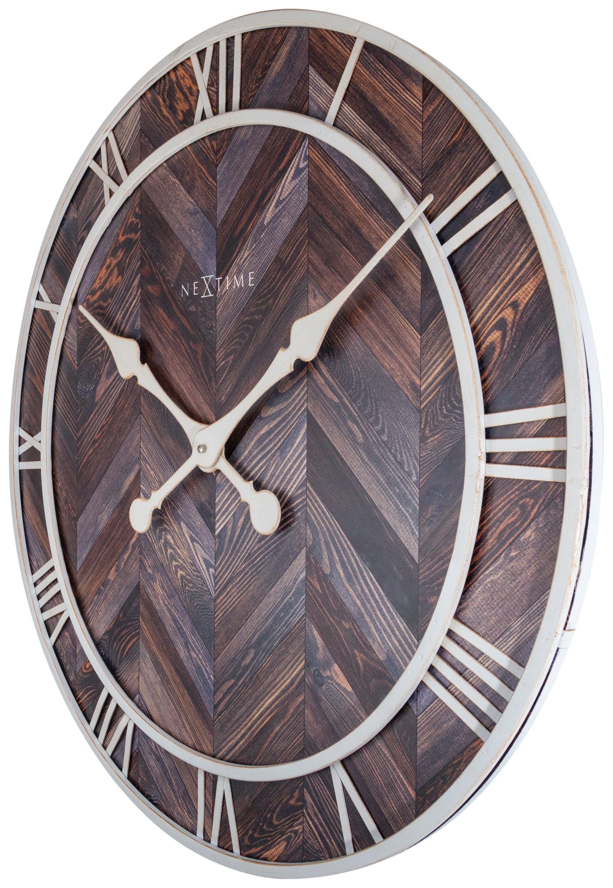 nextime-roman-vintage-wanduhr-58-cm-holz-metall-braun image 3