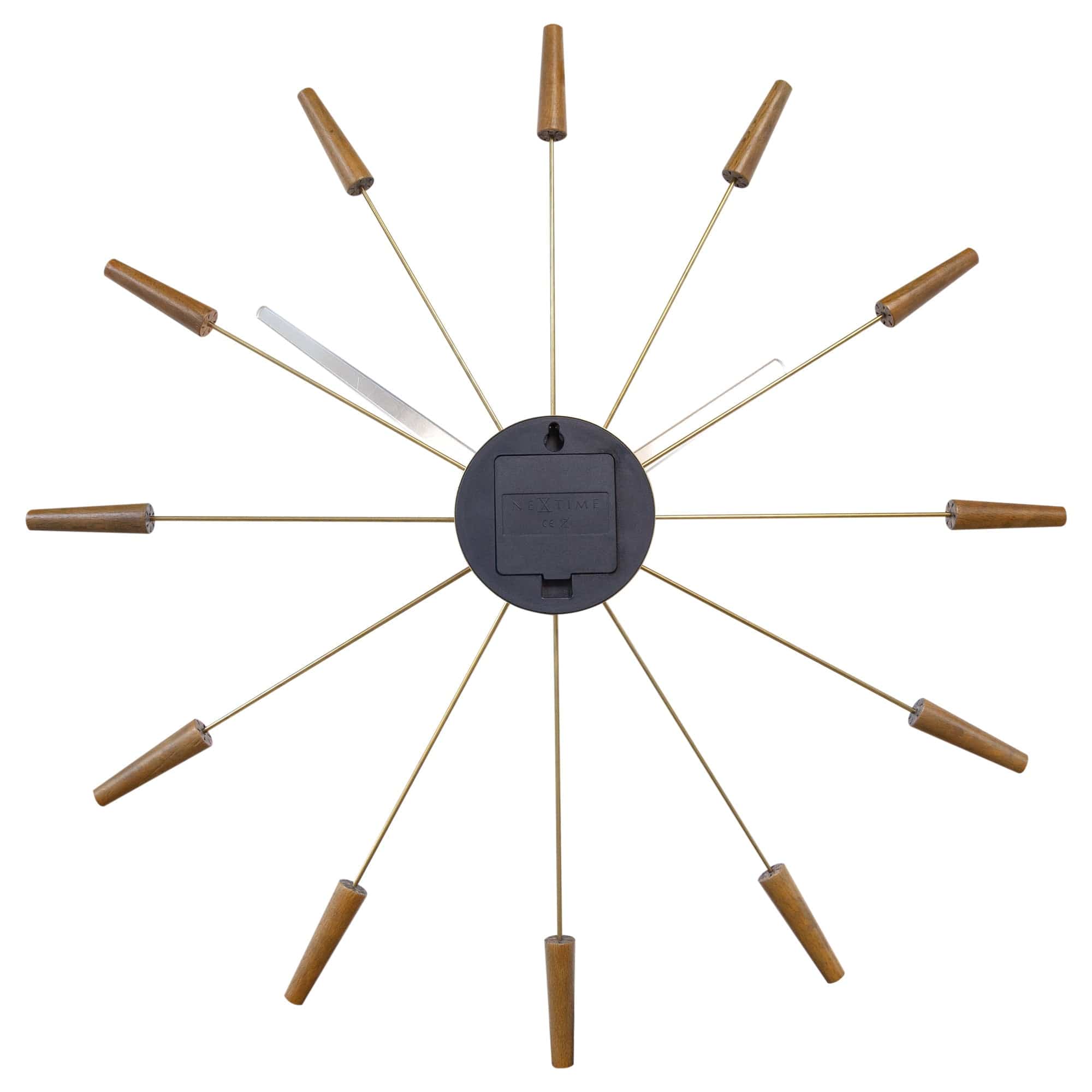 nextime-plug-inn-wanduhr-58-cm-edelstahl-holz-lautlos-designer image 8