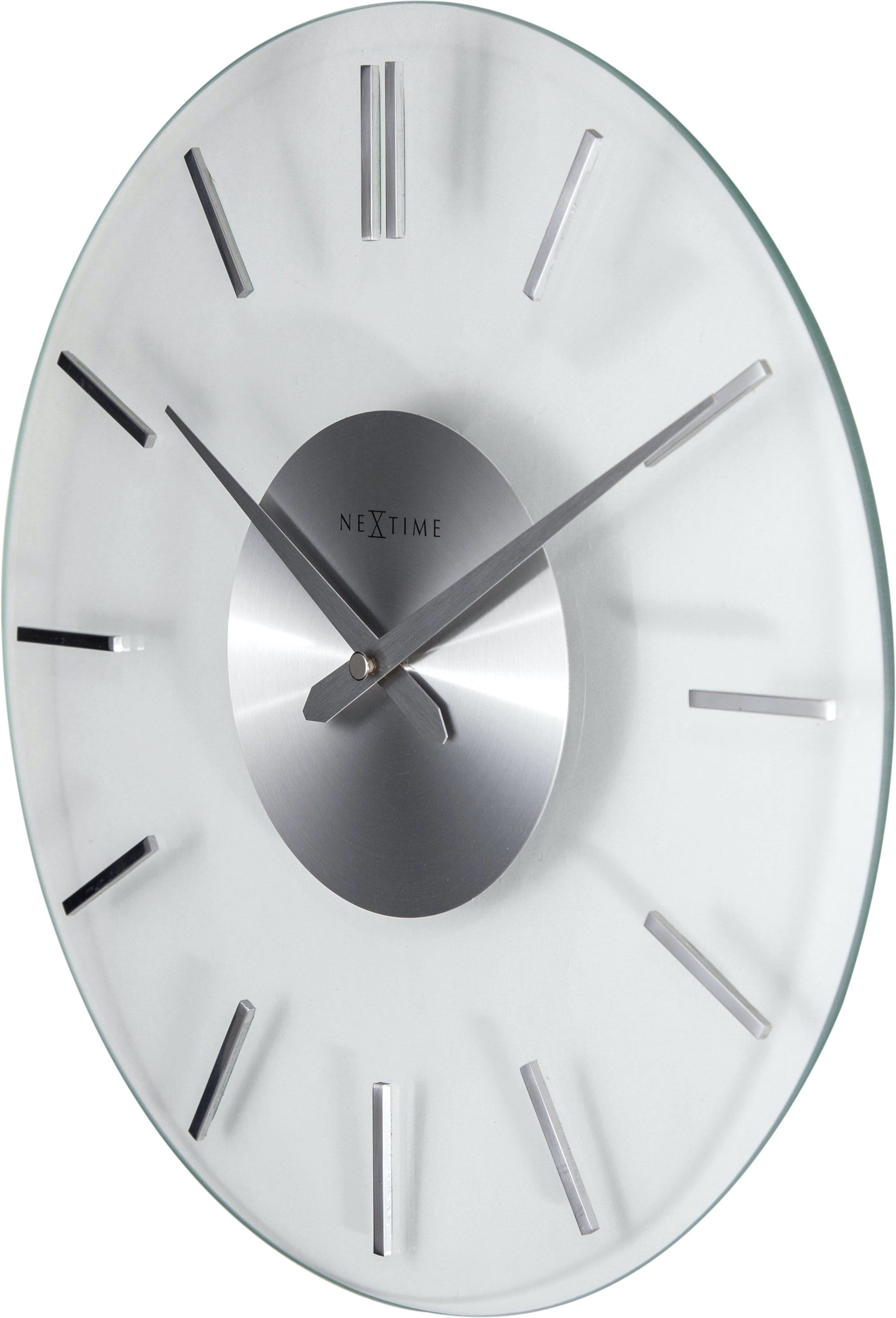 nextime-stripe-wanduhr-26cm-aluminium-milchglas-lautlos image 4