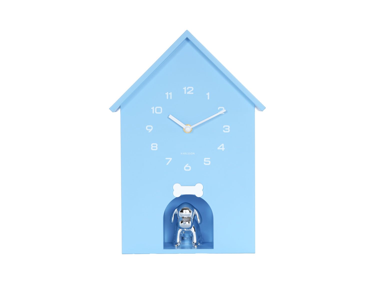 karlsson-dog-house-wanduhr-blau-24-9x9x27-cm-hundeh-tten-design-mit-kunststoff image 1