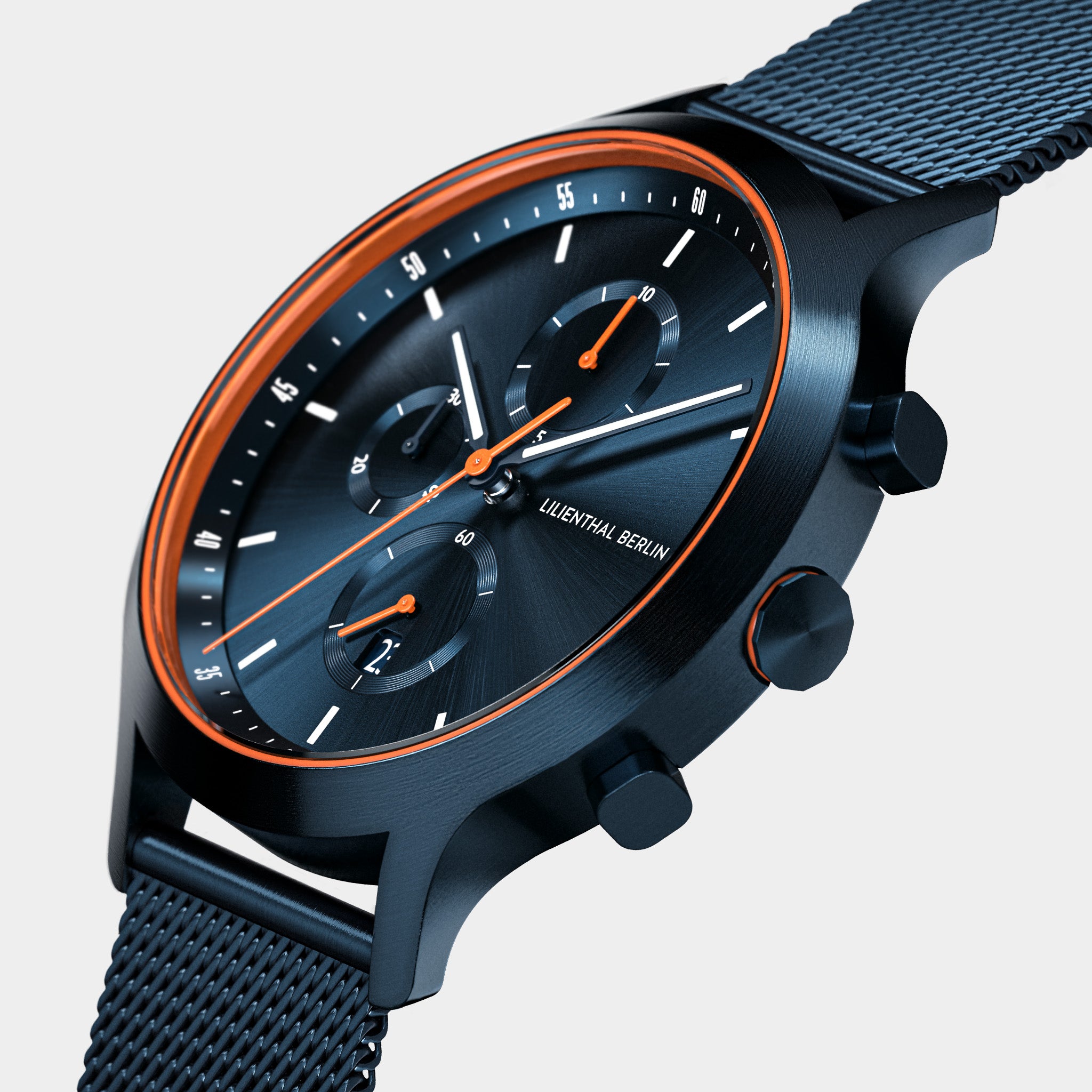 lilienthal-berlin-chronograph-uhr-blue-orange image 2