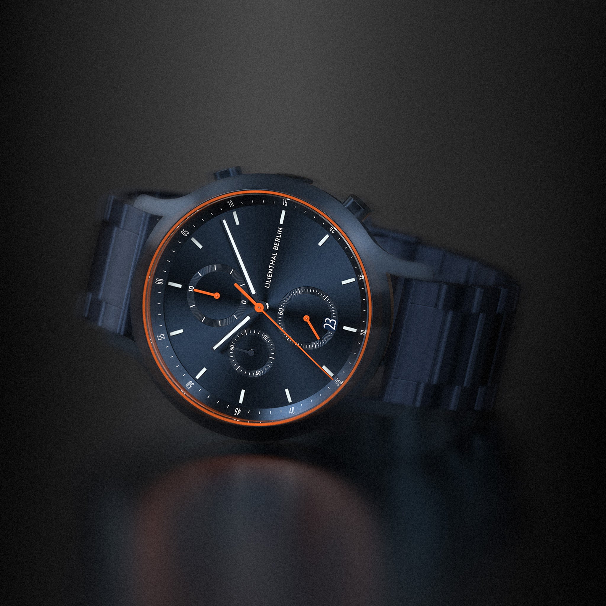 lilienthal-berlin-chronograph-armbanduhr-blue-orange image 3