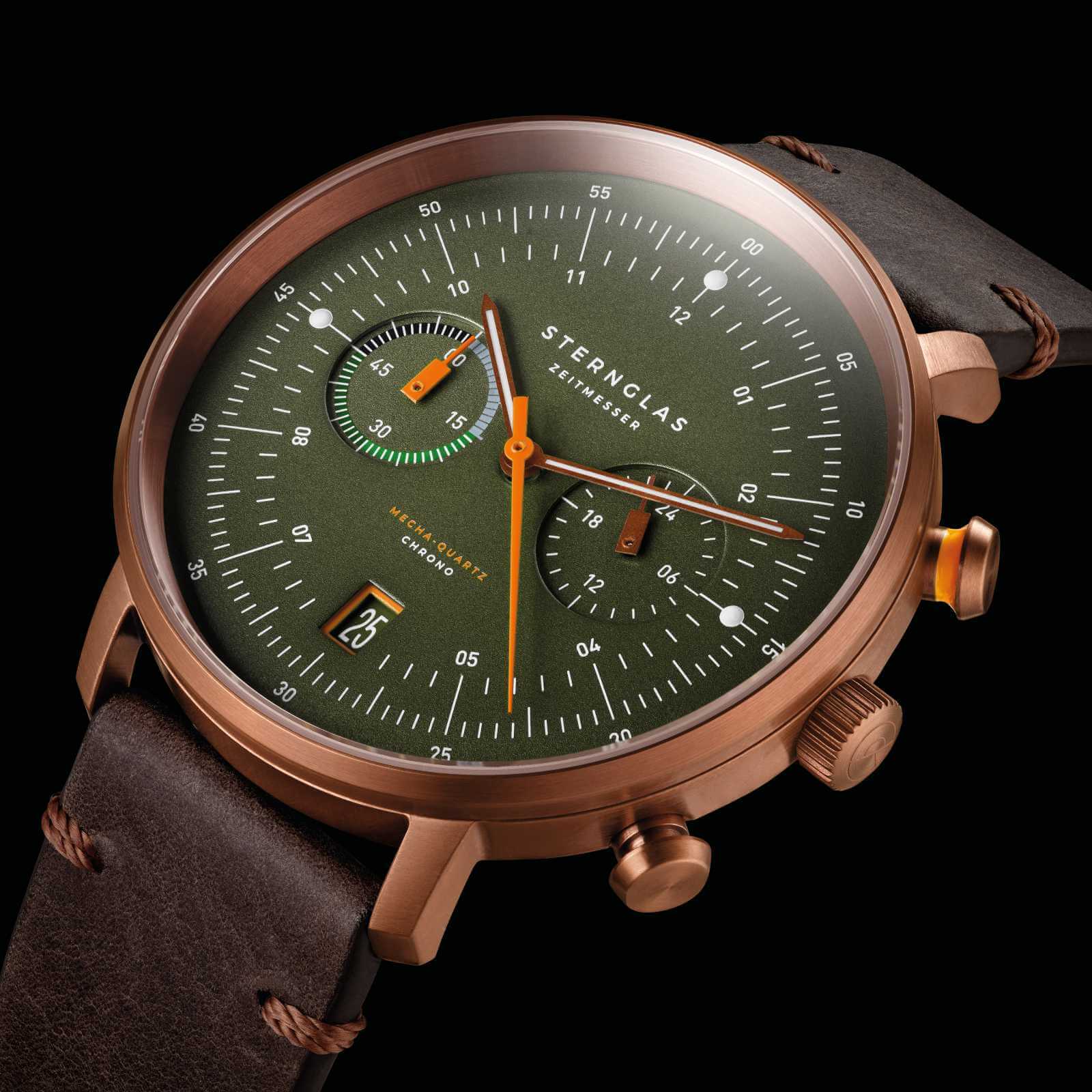 sternglas-hamburg-chrono-chronograph-42-mm-dunkelgr-n-bronze-leder image 6