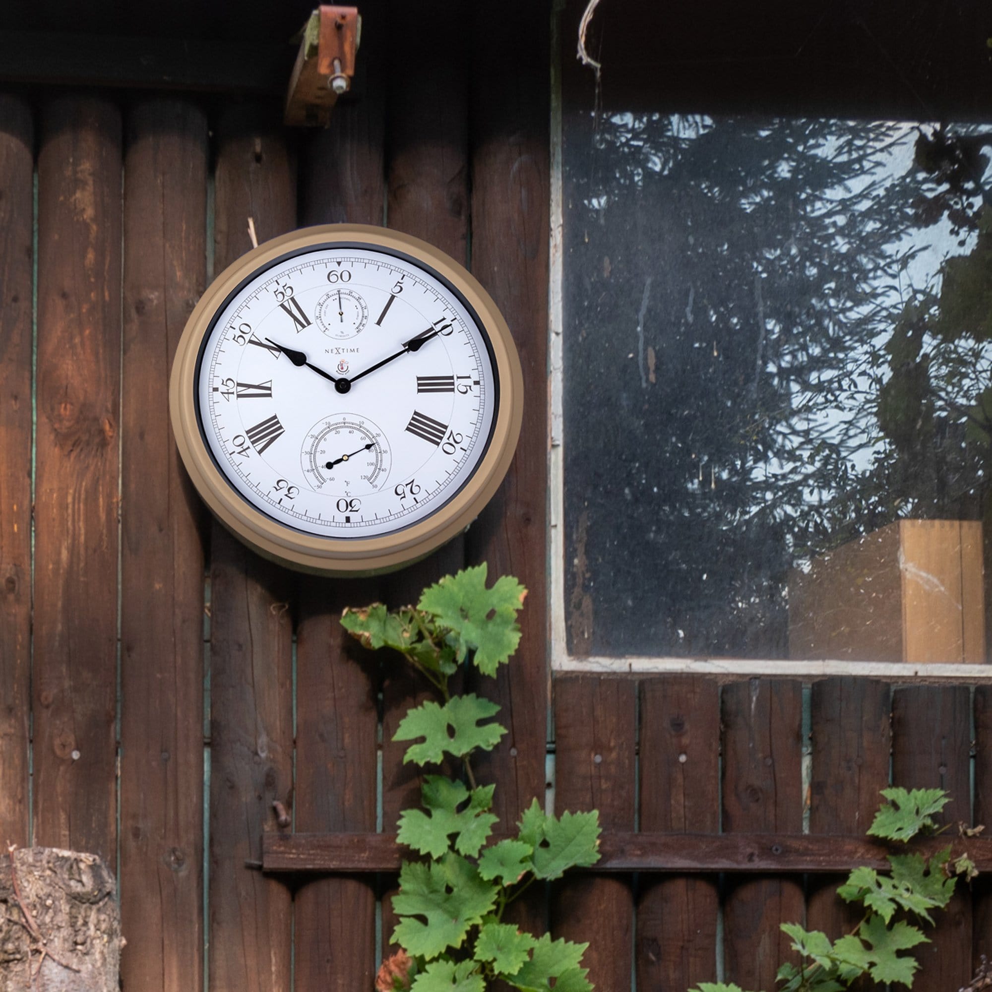 nextime-hyacinth-garten-wanduhr-40-5-cm-metall-wetterfest-mit-temperatur-und-luf image 5