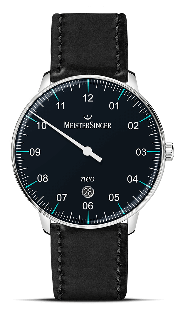 meistersinger-neo-plus-schwarz-azurblau-einzeiger-armbanduhr image 1