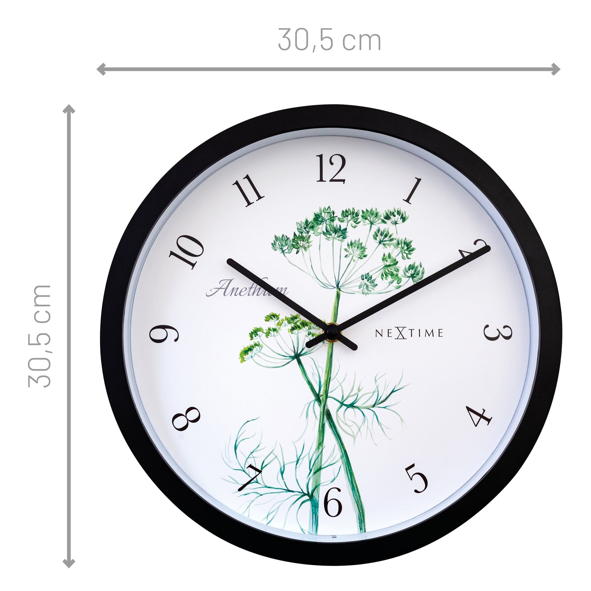 nextime-anethium-outdoor-wanduhr-30-5-cm-schwarz-wetterfest-mit-dill-aquarell image 6