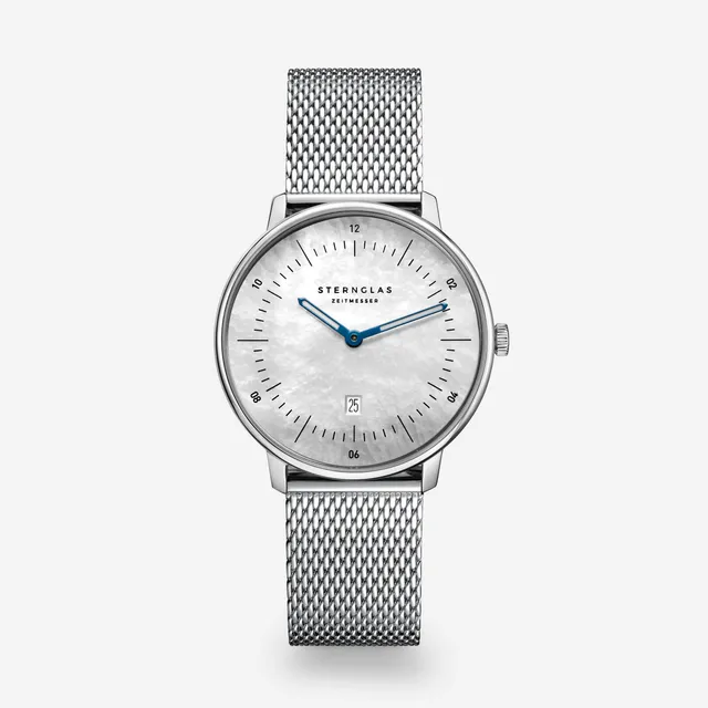 sternglas-naos-xs-edition-perlmutt-damenuhr-wei-33-mm-leder image 1