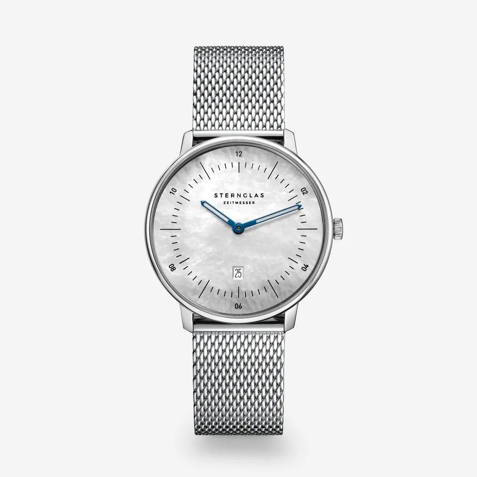 sternglas-naos-xs-edition-perlmutt-damenuhr-wei-33-mm-leder image 1