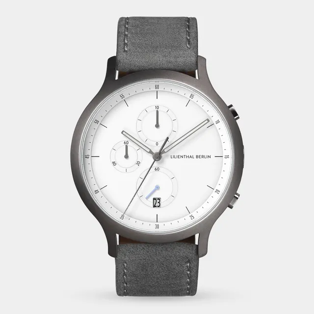 lilienthal-berlin-chronograph-dark-silver-white-mit-lederarmband image 1