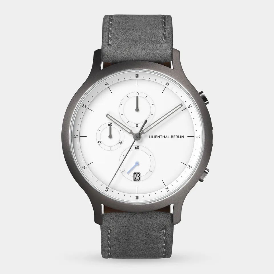 lilienthal-berlin-chronograph-dark-silver-white-mit-lederarmband image 1