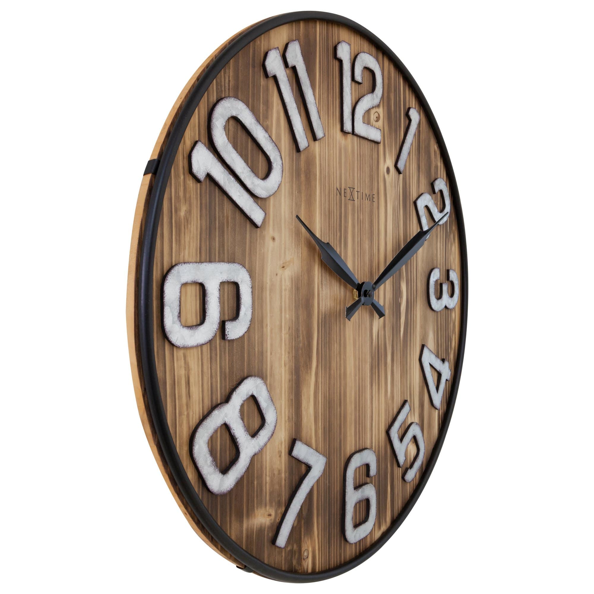 nextime-aberdeen-wanduhr-50-cm-holz-metall-braun image 2