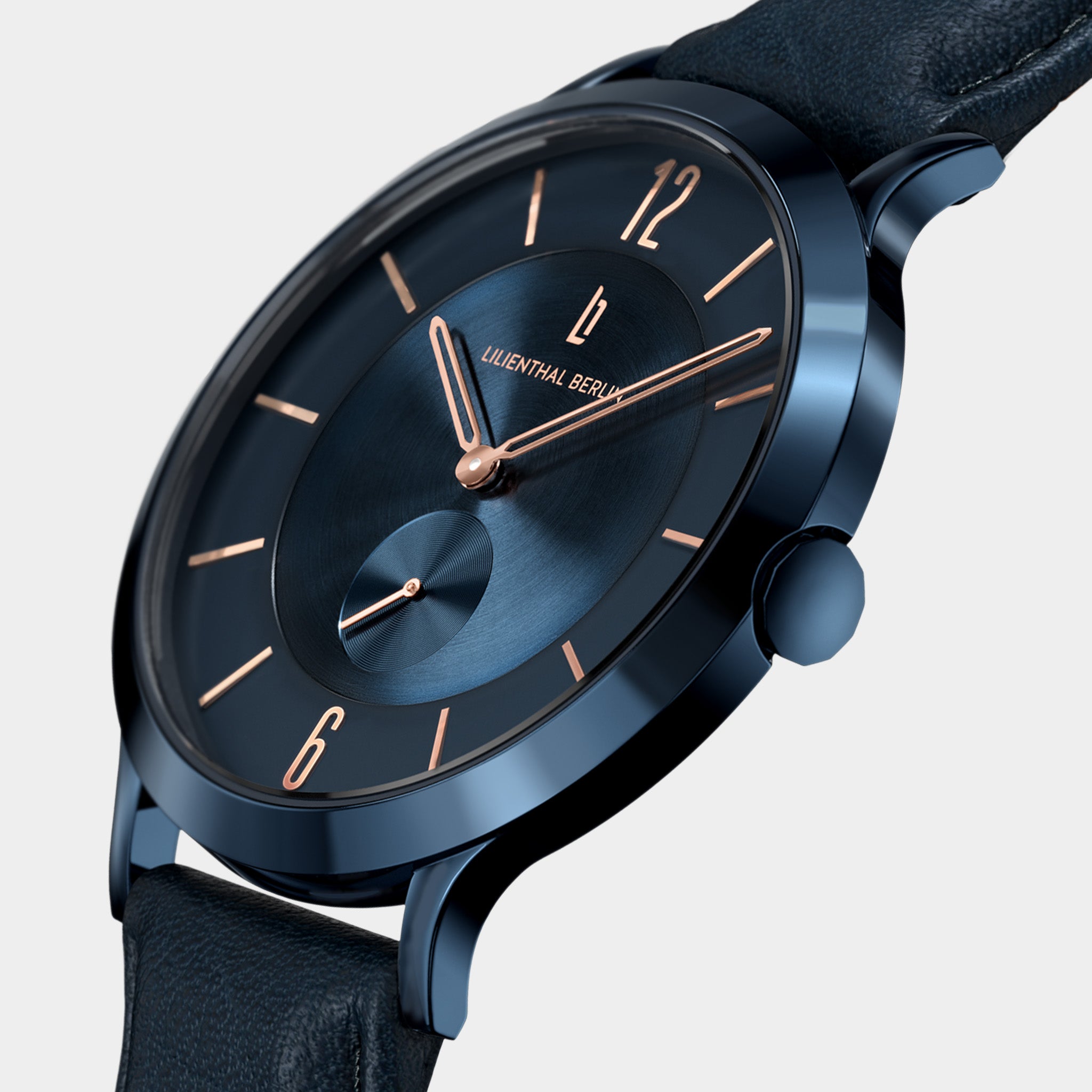 lilienthal-berlin-the-classic-armbanduhr-blue-rose-gold image 2