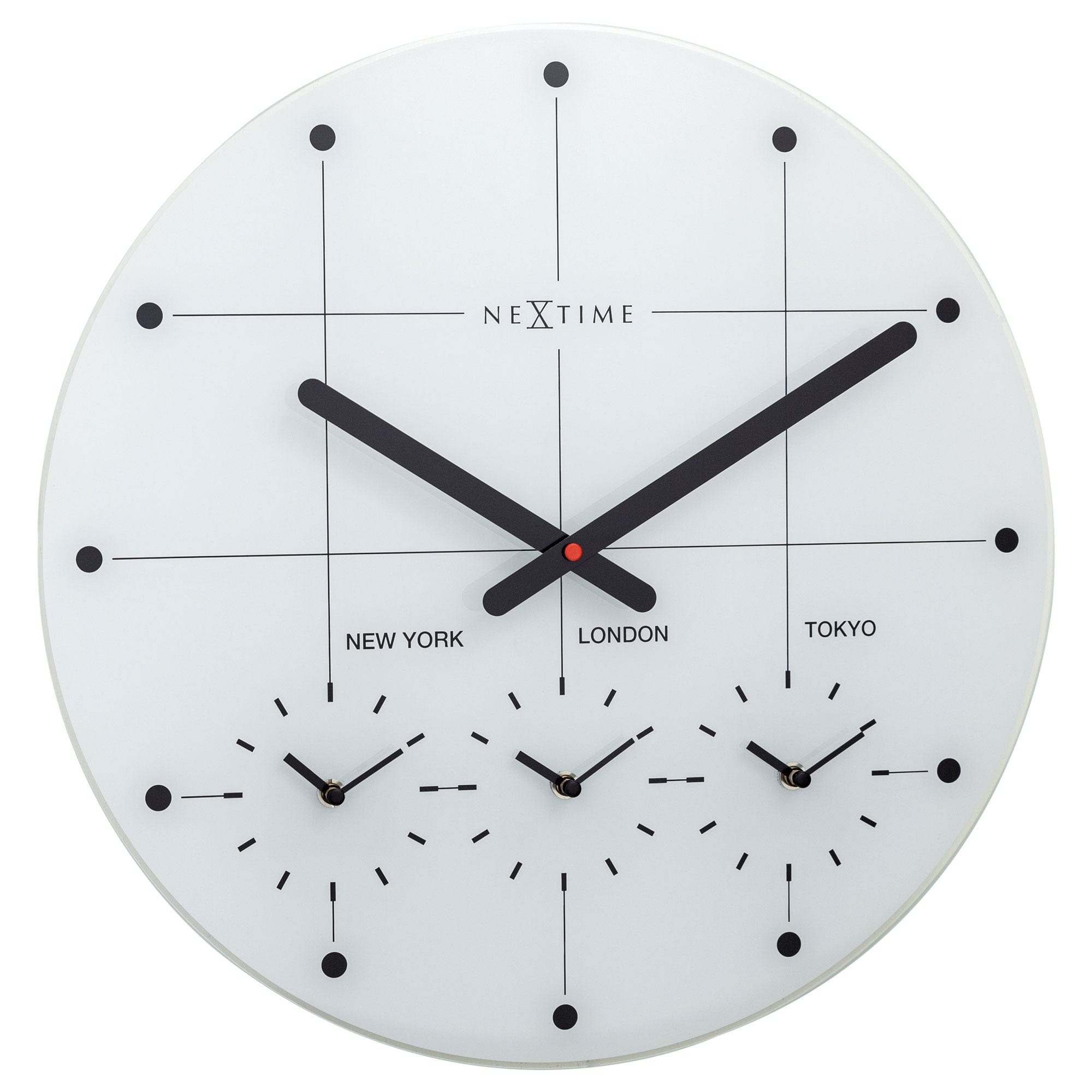 nextime-big-city-wanduhr-43-cm-glas-weltzeit-4-zonen-leise image 1