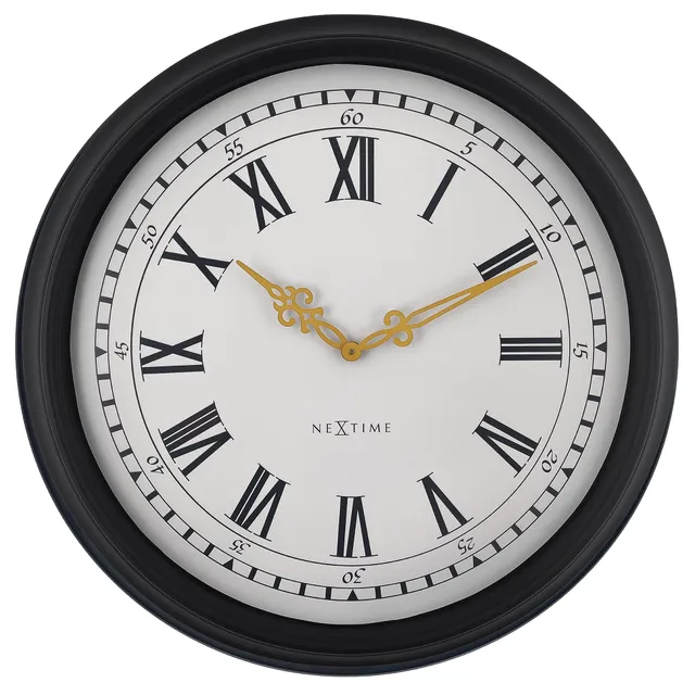 nextime-chopin-large-wanduhr-76cm-schwarz-grau-kunststoff-lautlos image 1