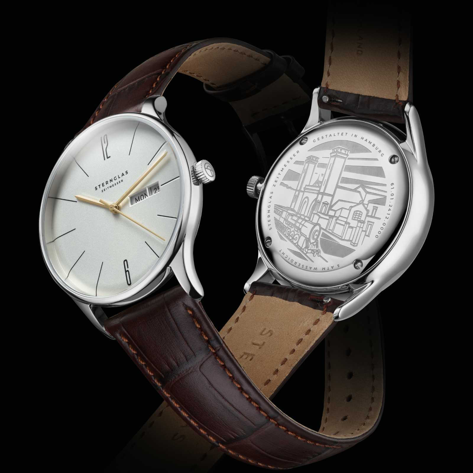sternglas-berlin-quarzuhr-38-mm-metrosilber-mit-lederarmband image 7