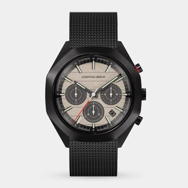 lilienthal-berlin-octachrono-black-sand-chronograph-40-mm-mit-mesh image 1