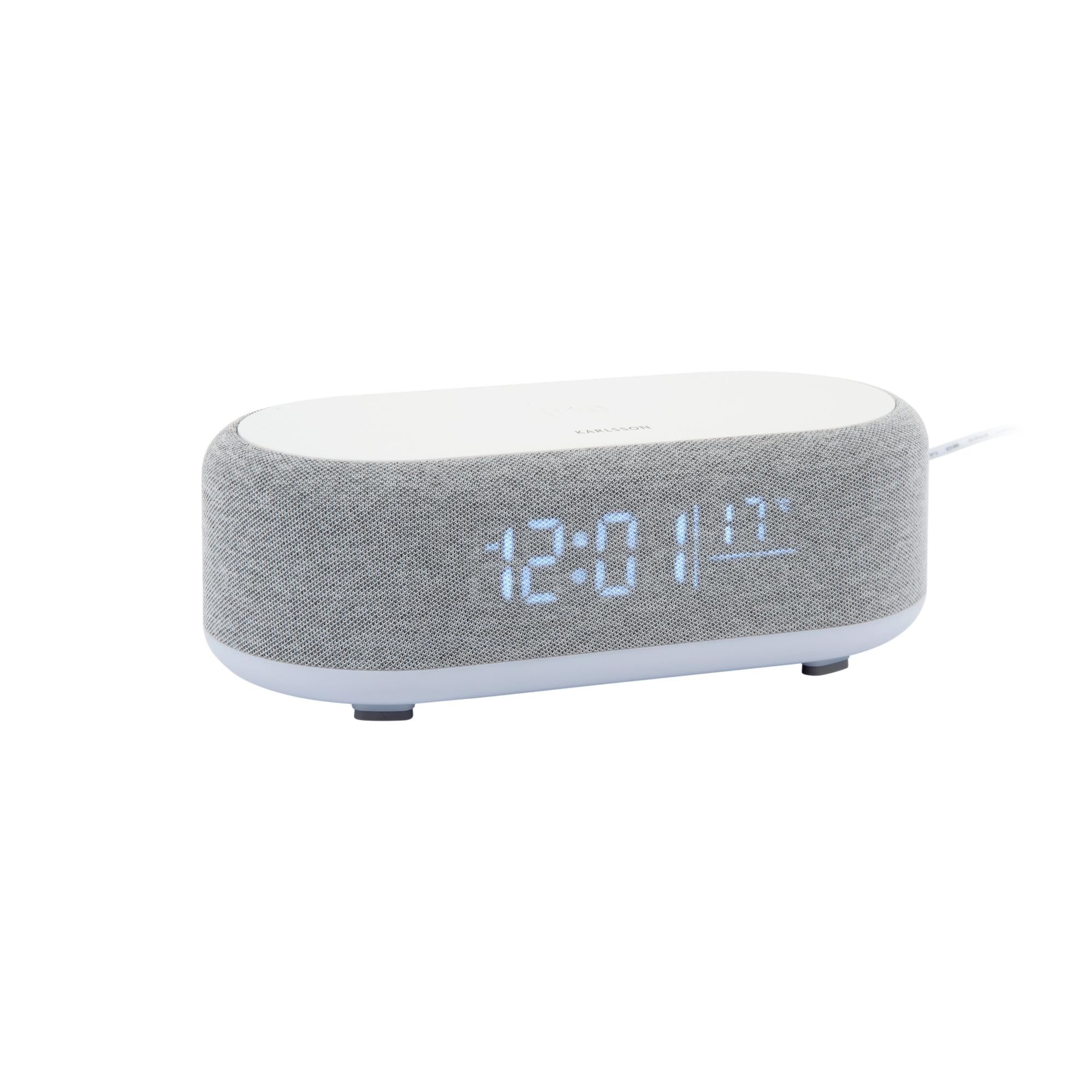 karlsson-vogue-wecker-mit-bluetooth-lautsprecher-und-wireless-charging-mausgrau- image 1