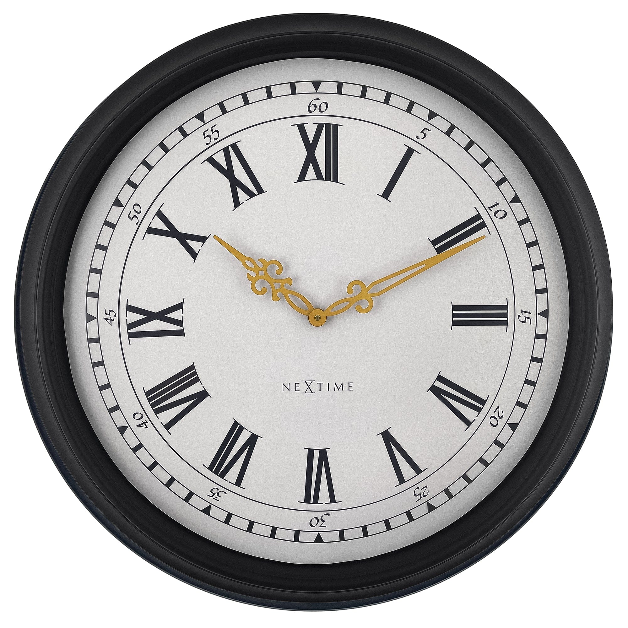 nextime-chopin-large-wanduhr-76cm-schwarz-grau-kunststoff-lautlos image 1