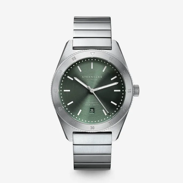 sternglas-marus-automatik-gr-n-mit-blockarmband-taucheruhr-20-atm image 1