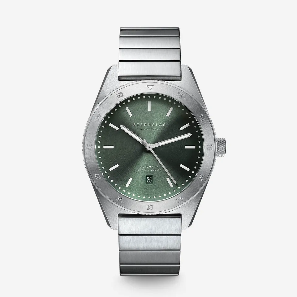 sternglas-marus-automatik-gr-n-mit-blockarmband-taucheruhr-20-atm image 1