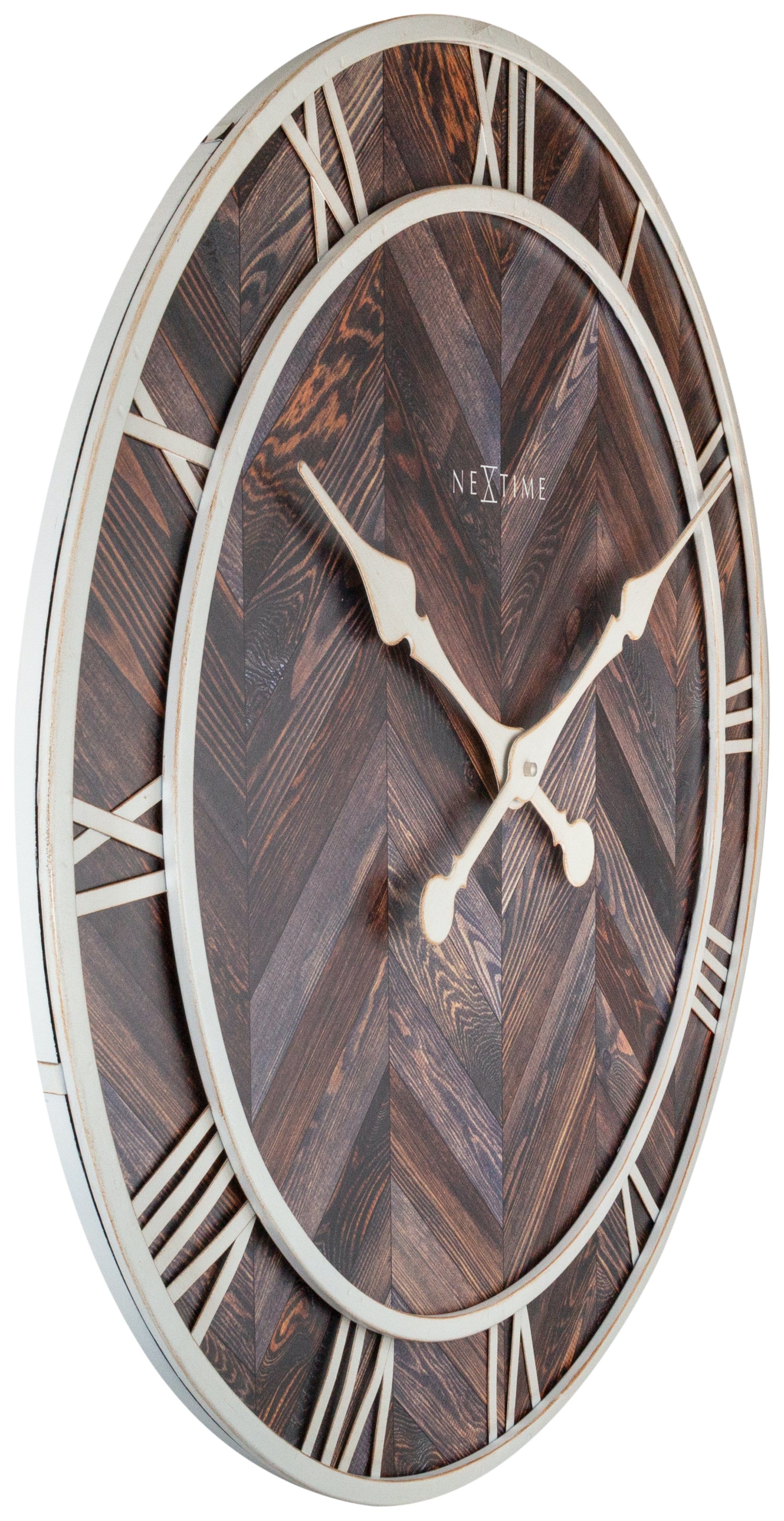 nextime-roman-vintage-wanduhr-58-cm-holz-metall-braun image 2