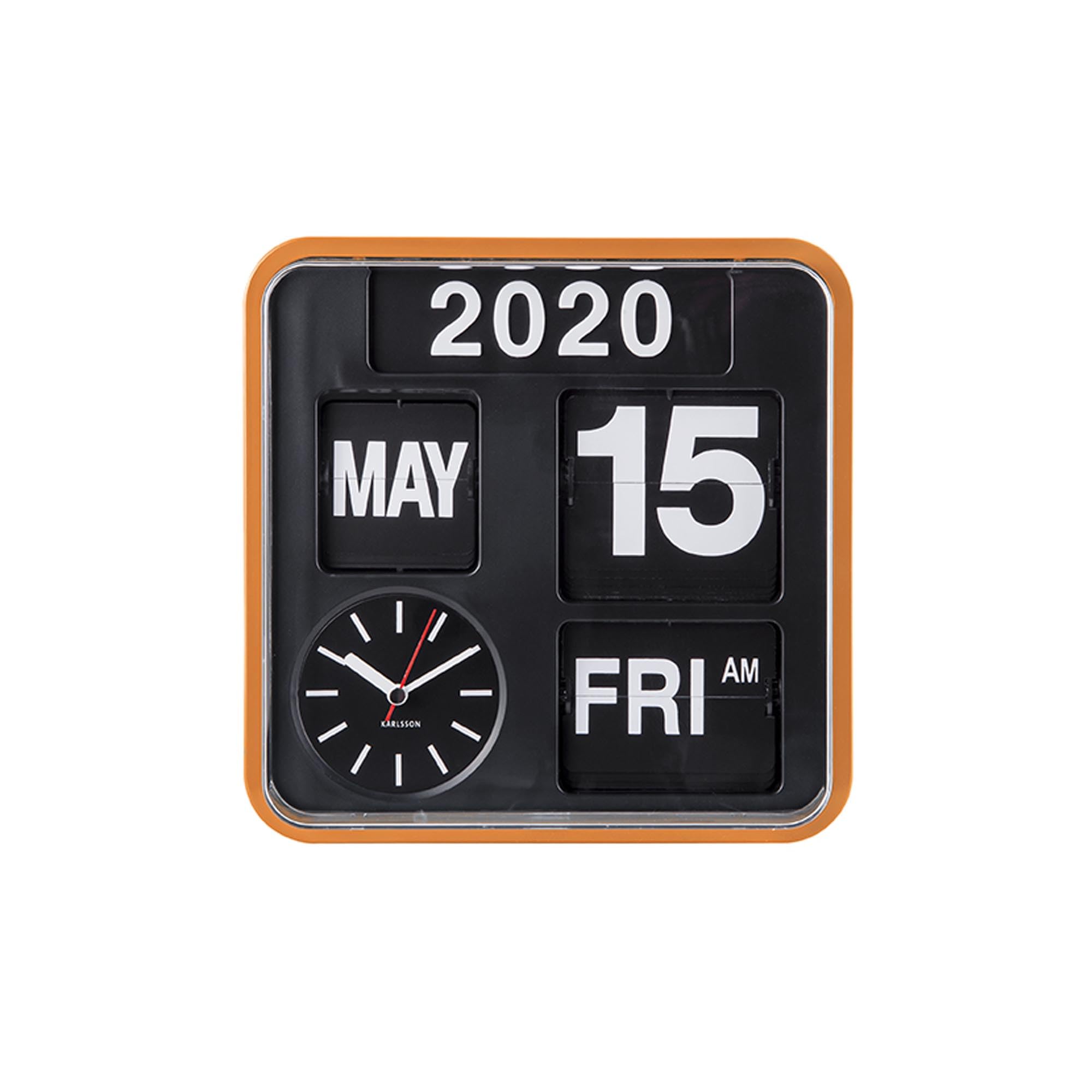 karlsson-mini-flip-wanduhr-orange-schwarz-24x24x10-cm image 2