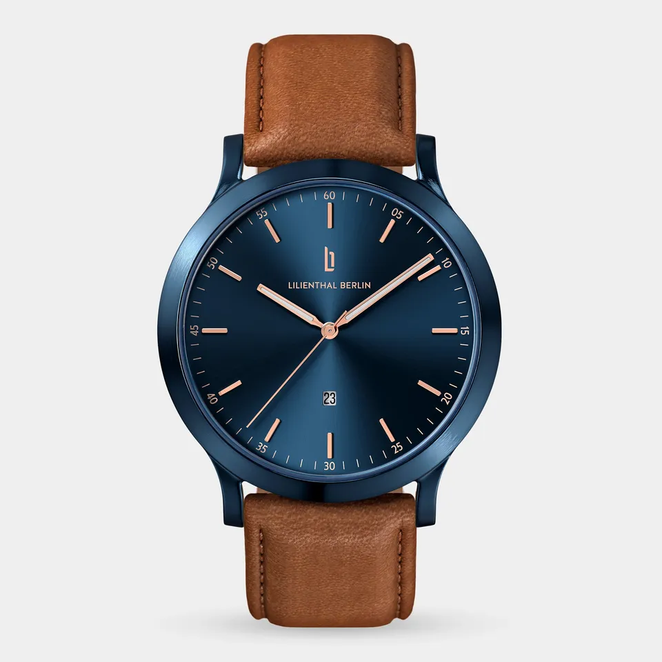 lilienthal-berlin-huxley-herrenuhr-blue-rose-gold-40-mm image 1