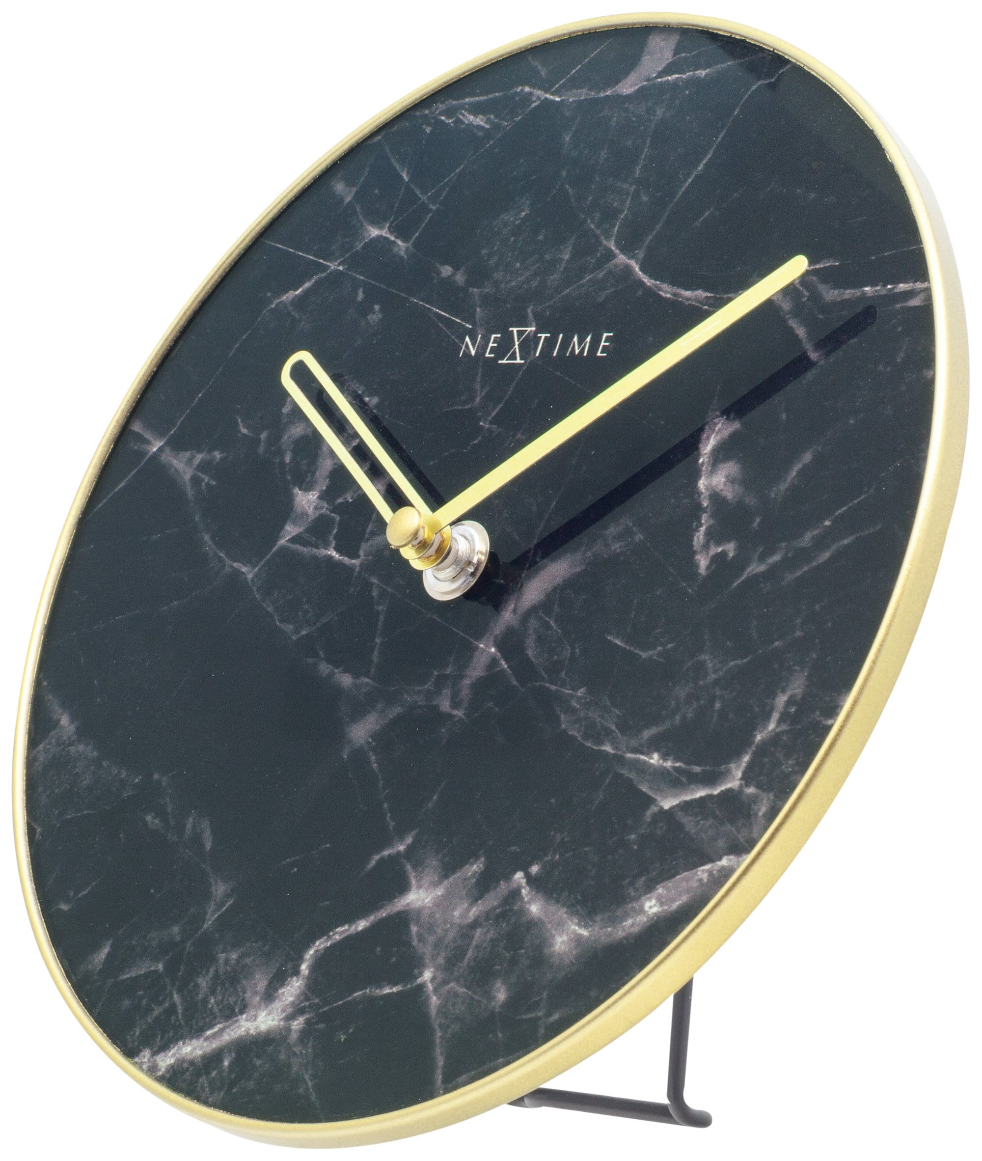nextime-marble-table-tischuhr-20cm-glas-schwarz-marmor-gold image 3