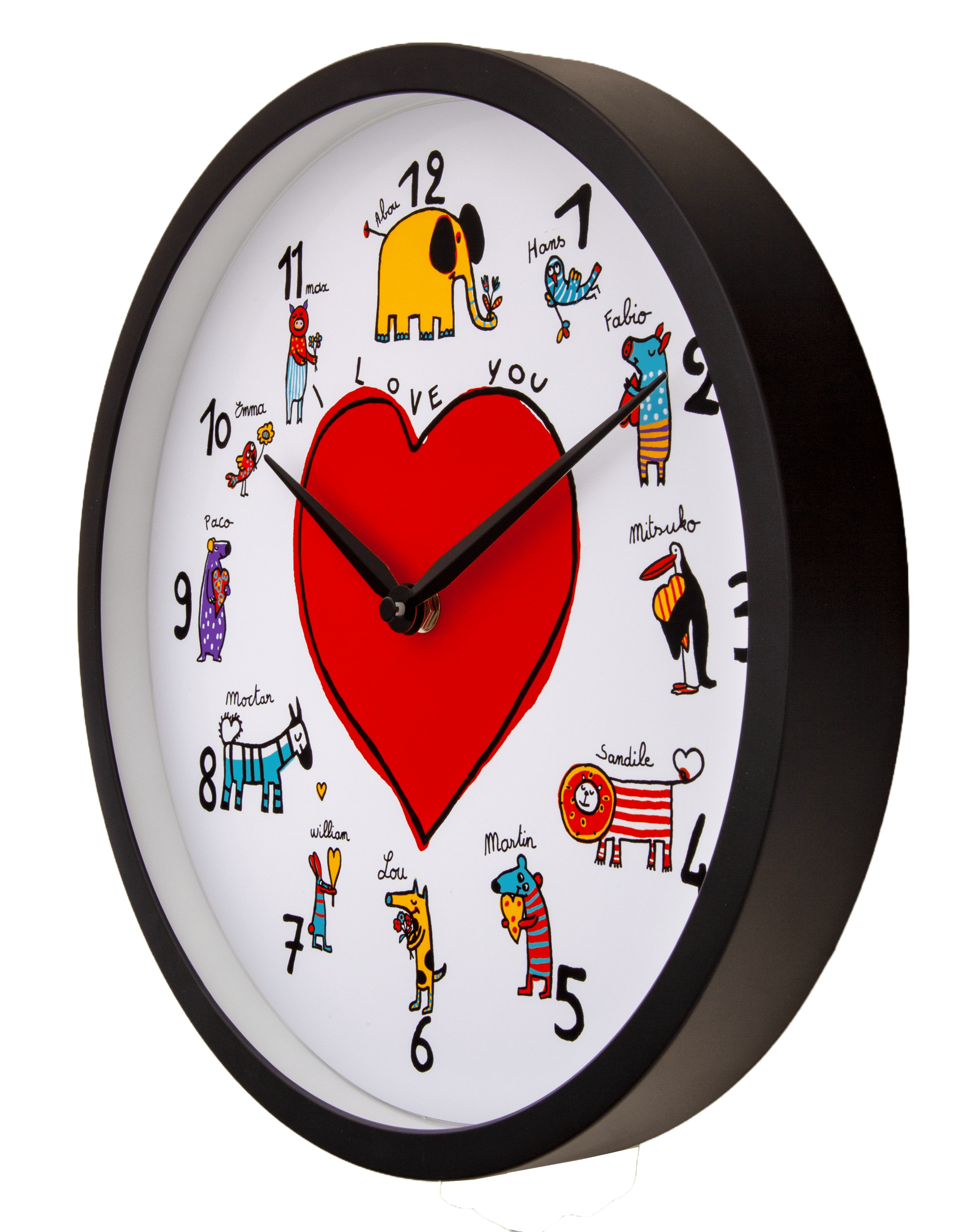 nextime-lovezoo-kinder-wanduhr-analog-30-cm-kunststoff-schwarz-wei-tiere image 3