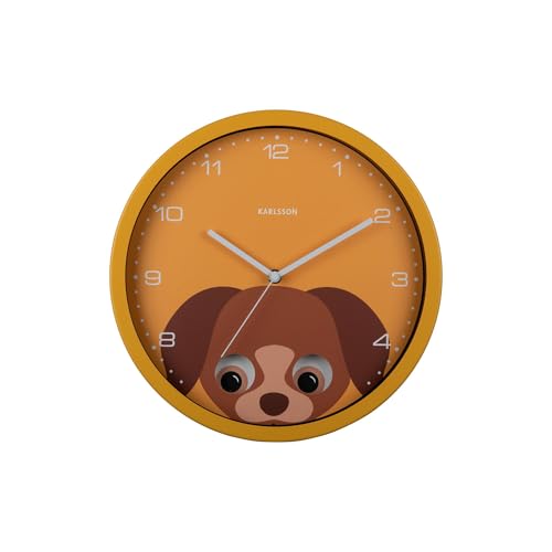 karlsson-peekaboo-dog-wanduhr-gelb-30-8x4-5x30-8-cm image 4