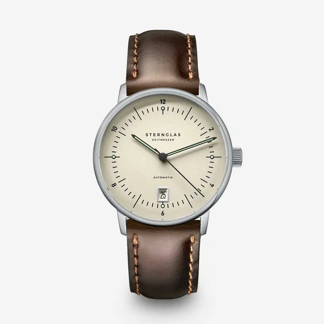 sternglas-naos-pro-automatik-alabaster-38-mm-bauhaus-automatikuhr-mit-saphirglas image 1