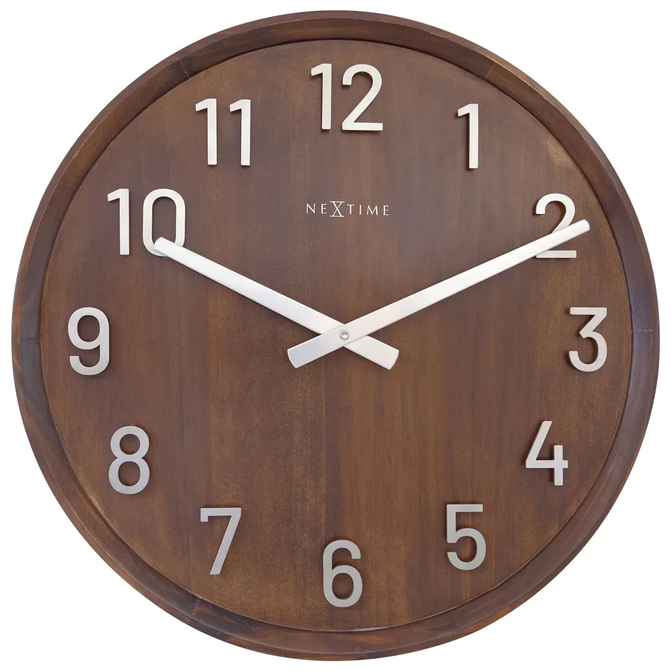 nextime-precious-wanduhr-50-cm-holz-metall-lautlos-braun-schwarz image 1