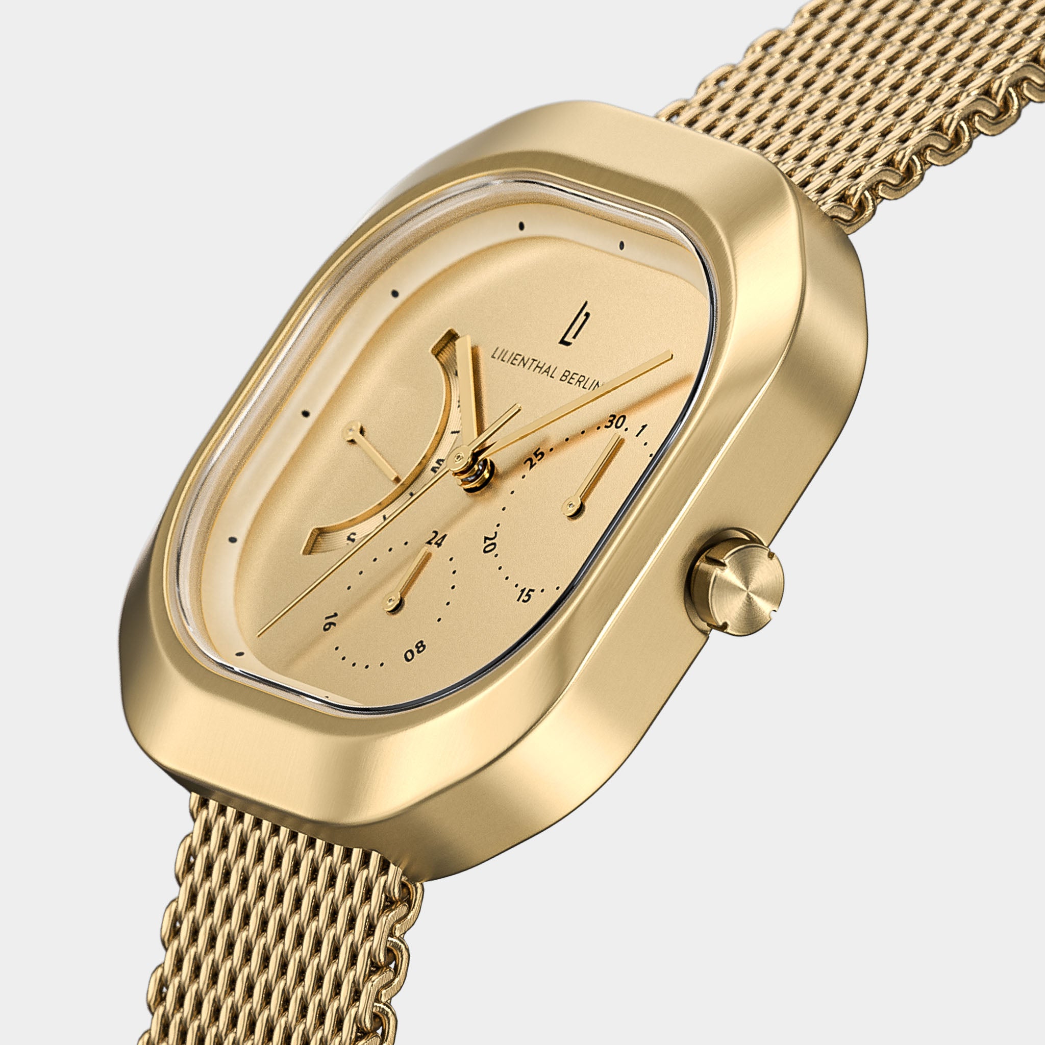 lilienthal-berlin-multimatica-all-gold-rechteckuhr-mit-tag-datum image 2