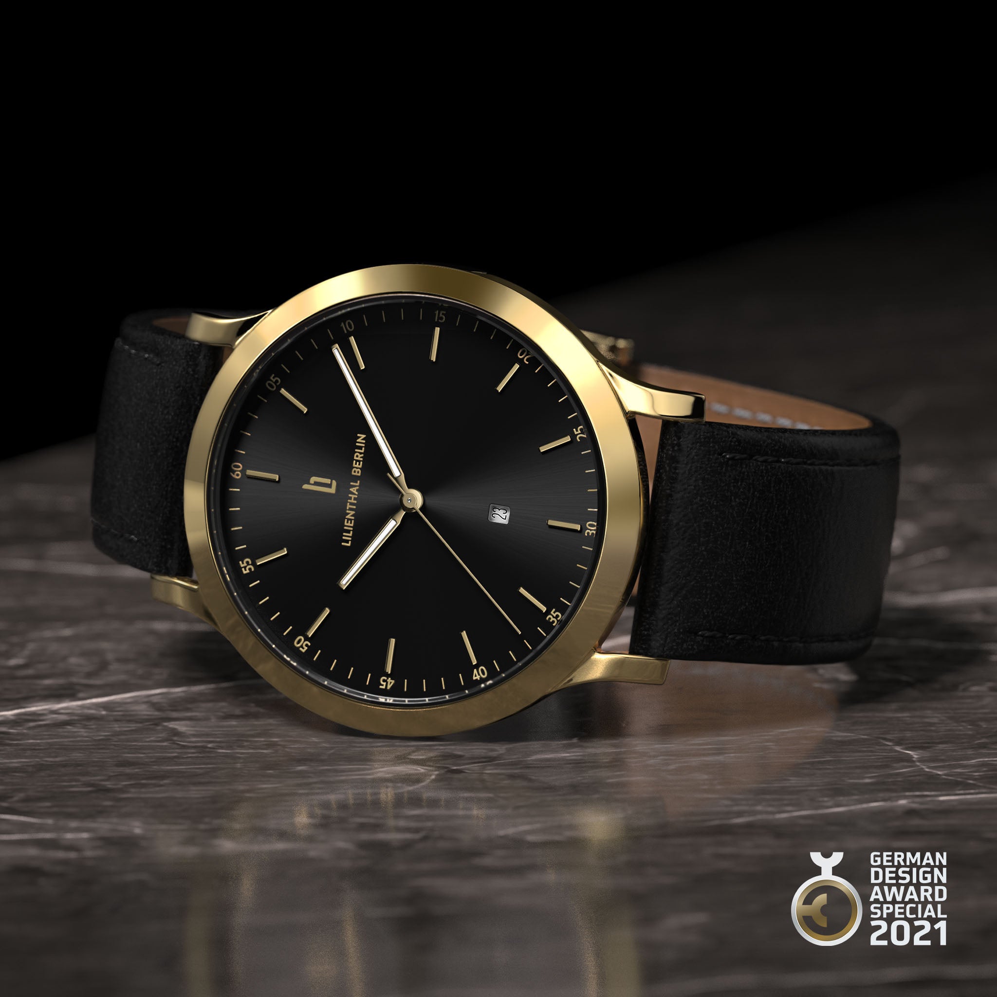 lilienthal-berlin-huxley-gold-black-40-mm-superluminova-wechselarmband image 3