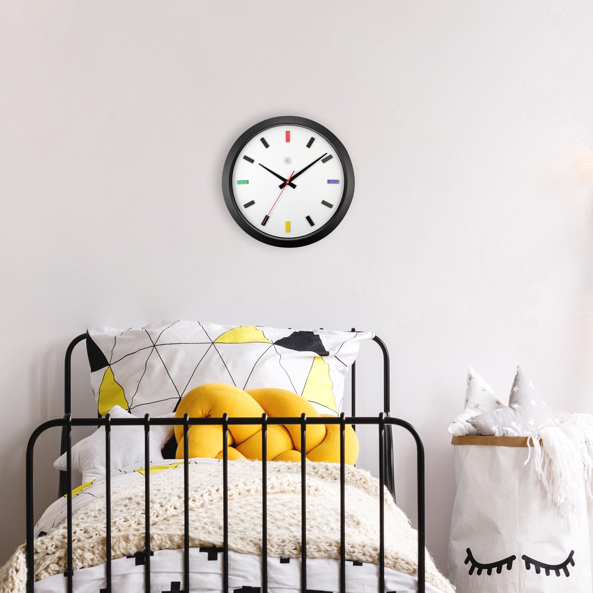 nextime-mix-wanduhr-36-cm-lautlos-kunststoff-schwarz-bunt image 3