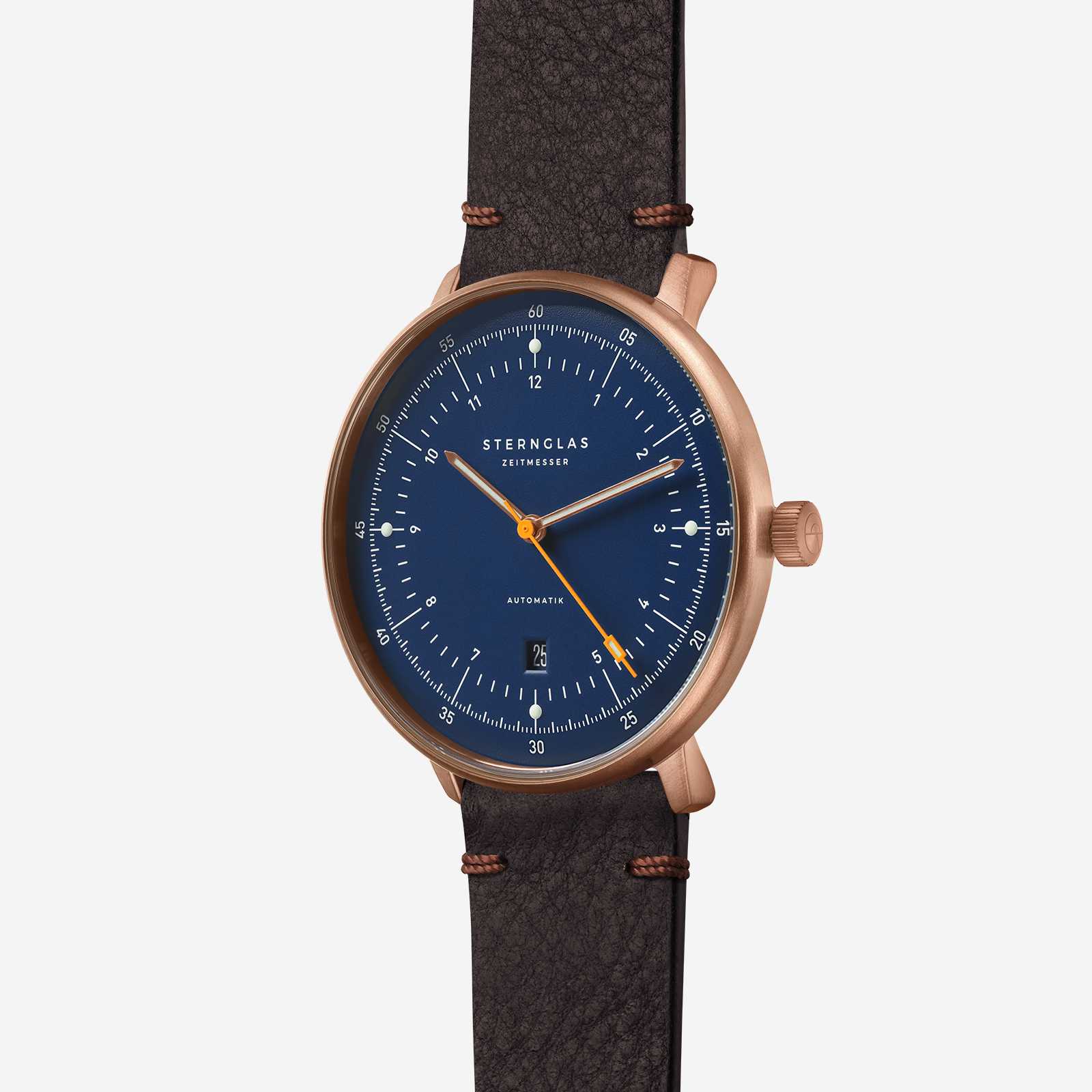 sternglas-hamburg-automatik-dunkelblau-bronze-42-mm-leder-herrenuhr image 3