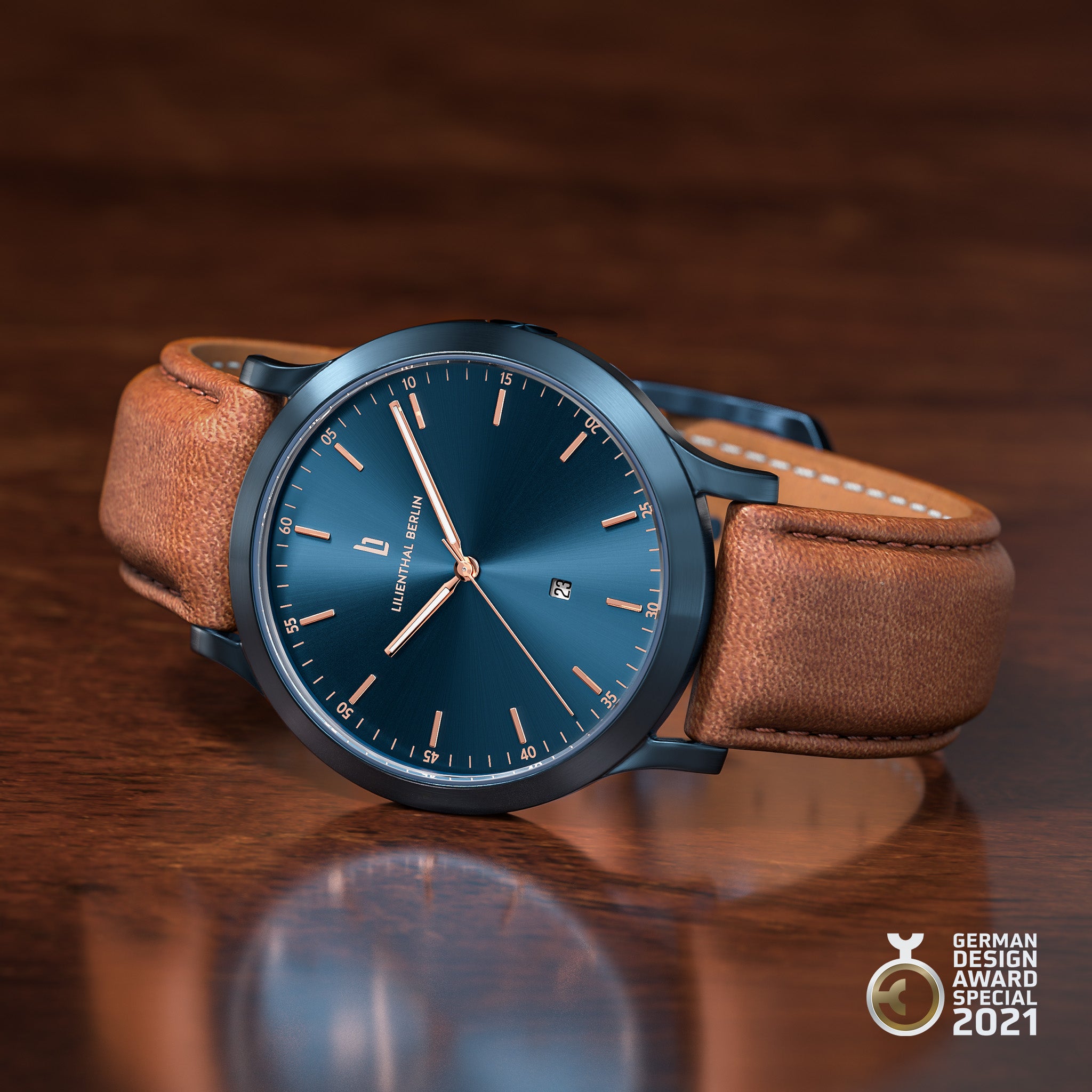 lilienthal-berlin-huxley-herrenuhr-blue-rose-gold-40-mm image 3
