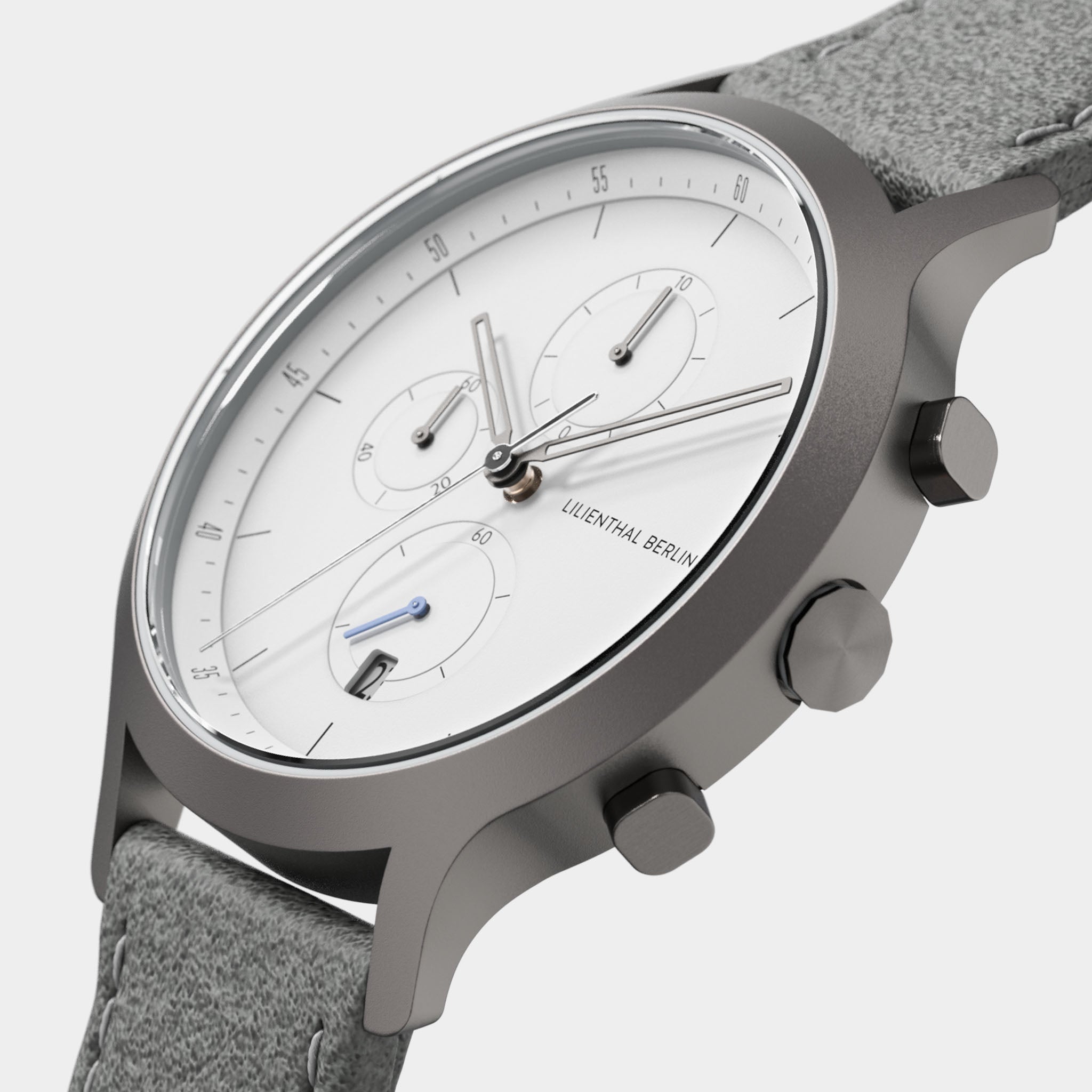 lilienthal-berlin-chronograph-dark-silver-white-mit-lederarmband image 2