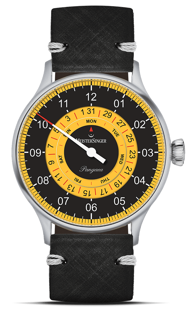 meistersinger-pangaea-day-date-schwarz-gelb-einzeigeruhr image 1