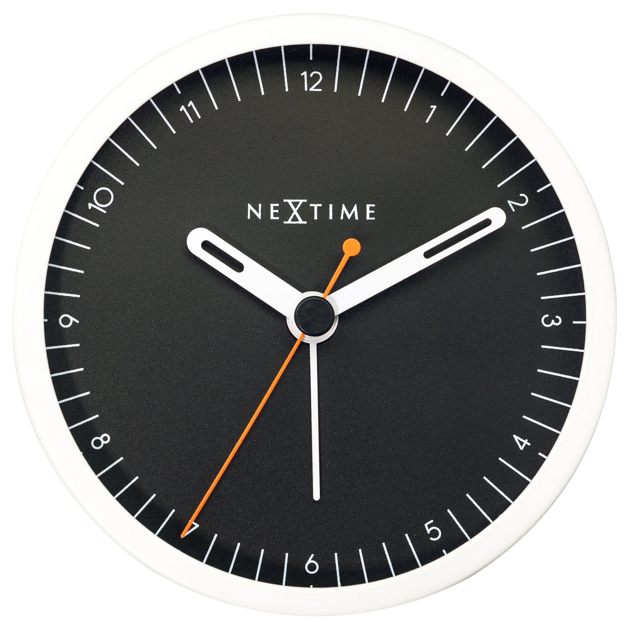 nextime-small-tischwecker-wecker-9x9x7-5-cm-lautlos-mit-licht-metall-wei image 1